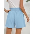 thumbnail image 7 of Chiclily Women's Shorts High Waist Drawstring Shorts Summer Loose Beach Shorts with Pockets, Light Blue L, 7 of 7