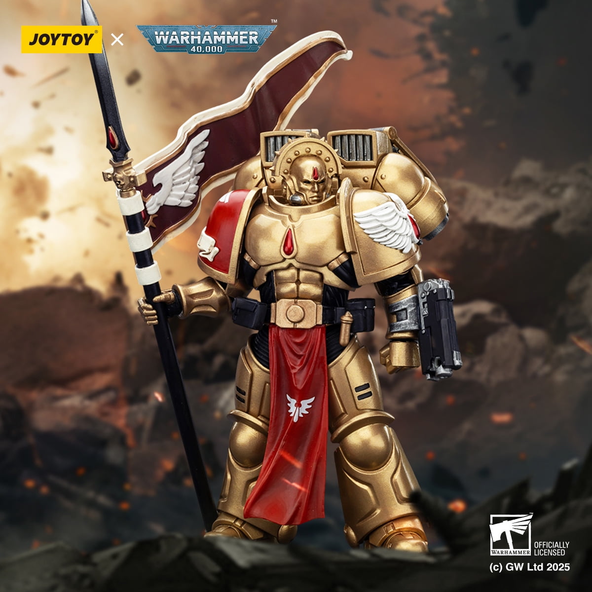 [IN STOCK] JOYTOY Warhammer 40K 1/18 Action Figures Blood Angels Sanguinary Guard 3 with Angelus Boltgun and Encarmine Spear