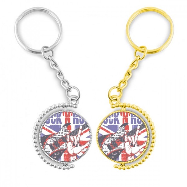 Guitarra de rock de Inglaterra Inglaterra país bandera UK Anillo de oro de metal llavero llavero