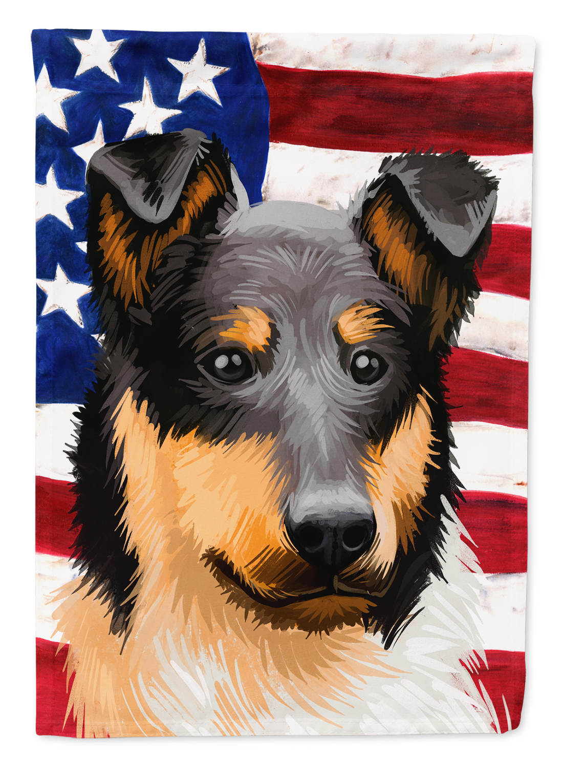 Collie Rough Dog American Flag Garden Flag