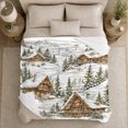 thumbnail image 5 of Snowy Mountain Chalet Winter Landscape Watercolor Ski Lift, Peaceful Mountain Lake Scene, Warm Flannel Blanket for Cabin and Lodge, Outdoor Lovers Camping Gift, Rustic Home Decor, 5 of 9