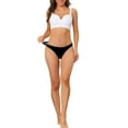 thumbnail image 2 of Unique Bargains Women's Satin Invisible Bikini Comfortable No-Show Thongs M Black, 2 of 6