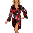 thumbnail image 2 of Qertyioot Peignoir Enveloppant pour Femmes, Pyjama d'Intérieur Mode Ensemble Trois Pièces Vêtements d'Extérieur + sous-Vêtements + Shorts Ensemble de Pyjama Vêtements d'Intérieur à Moins de 20 $, 2 of 7