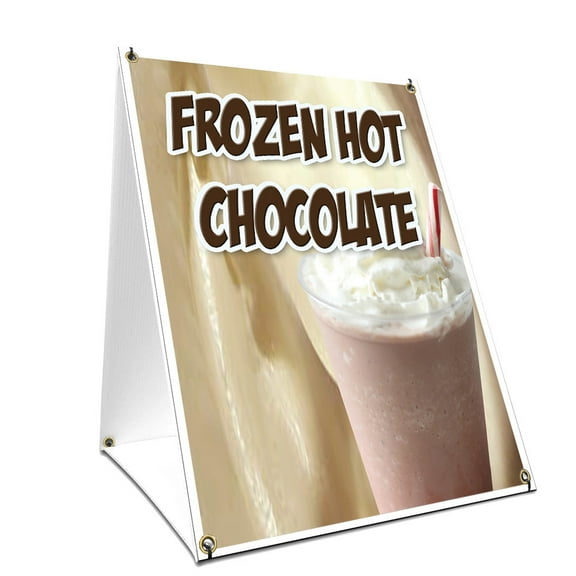 A-frame Sidewalk Frozen Hot Chocolate Sign With Graphics On Each Side | 18" X 24" Print Size