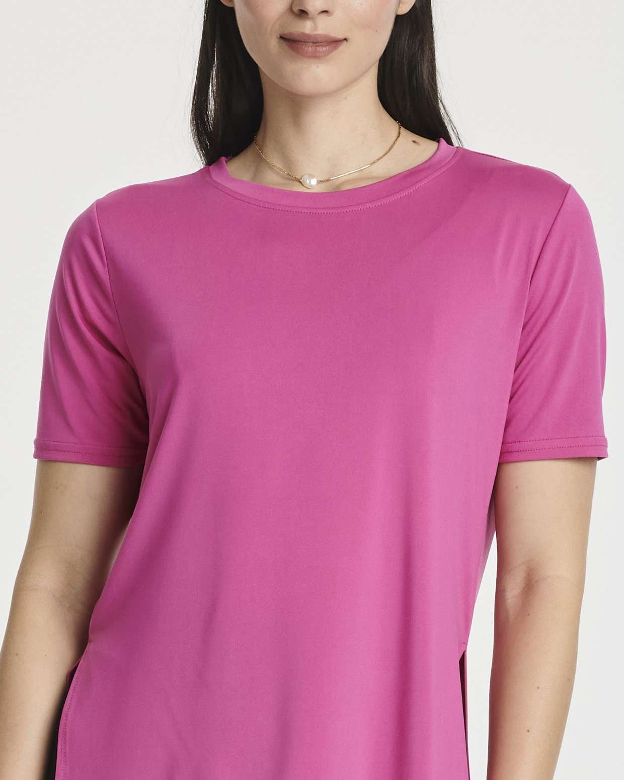 Real Essentials 5 Pack: Women's Short Sleeve Active Workout T-Shirts - Dry Fit Gym Tops with Split Hem (Plus Sizes)