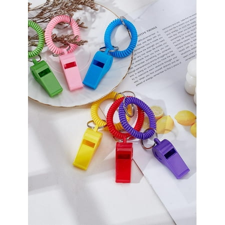 1 set 6pcs 6 colors EVA PS Plastic Whistle Sporting Goods Mixed color 8mm Inner Diameter: 35mm 1pc/color