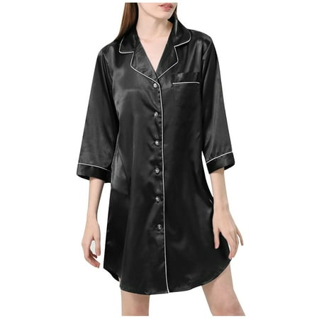 

Knosfe Sleepwear Sexy Pjs Nightgown Cardigan Onesies Solid Color Pajamas for Women