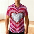 thumbnail image 4 of DIOAZUD Mens Button Down Short Sleeve Shirt Valentine's Day Loose Fit Shirts Love Heart Print Tshirt Casual Holiday Tshirts, 4 of 9