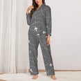thumbnail image 3 of Disketp Pajamas Set Long Sleeve Sleepwear Womens Button Down Nightwear Pj Sets-Airplane Routes Around The World, 3 of 9