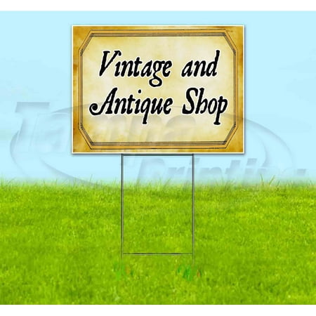 Vintage And Antique Shop (18 x 24 ) Yard Sign Includes Metal Step Stake