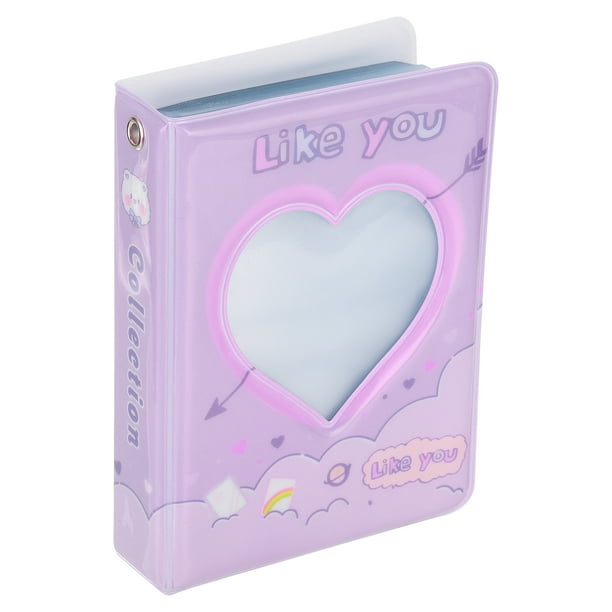 Uxcell 3inch Kpop Love Heart Hollow Mini Photo Album Photocard Binder Album Holder with 40 Photo, Azul