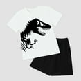 thumbnail image 2 of Hessimy Toddler Boy Summer Outfits Cute Sporty Cartoon T-Shirt Short Set 2pcs,Stretchy（White,6-7 Years), 2 of 4