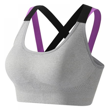 

Baywell Sports Bra for Women Criss-Cross Back Padded Strappy Sports Bras Medium Support Yoga Bra Gray 99-187lbs(Weight)