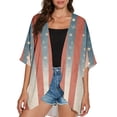 thumbnail image 4 of JULMCOMO American Flag Lightweight Cardigans for Women Red White Blue Half Sleeve Patriotic Kimono Cover Ups Summer Tops Royal Blue L, 4 of 6