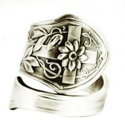 Moonsky Silver Spoon Ring Floral Spoon Ring Vintage Spoon Ring fork Ring Vintage Boho Ring
