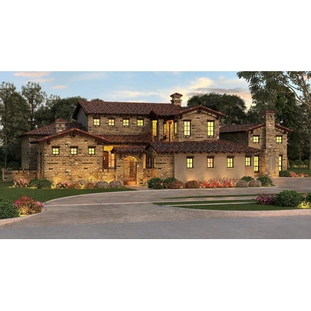 015-1001: Mission Southwestern 4 Bed, 5 Bath Luxury Home Plan, 5262 Sq Ft: Full Blueprints with License to Build by Home Plan Marketplace - Lesuto