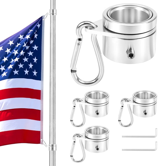 Threns 4 Pcs Flag Pole Ring Aluminum Alloy Flag Pole Spinner with Bearing Steel Ball and Buckle for Yard Garden Patio Outdoor Use