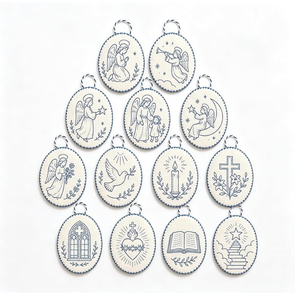 Beginner-Friendly DIY Heirloom Oval Embroidery Ornament Kit Collection Embroidery Craft Kit for Handmade Holiday Decor Seasonal Display and Creative Projects (angel)