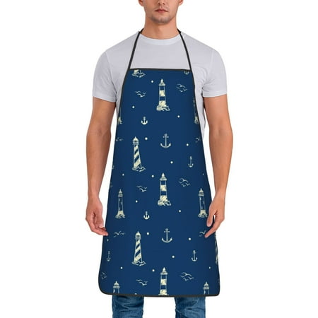 

Matuu Lighthouses and Anchors for Cooking Apron for Men and Women Adjustable Strap and Waist Ties for Baking Cooking Gardening