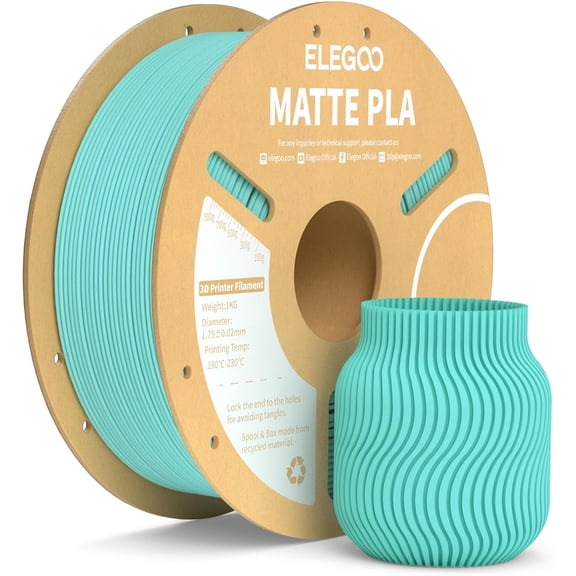Matte PLA Filament Teal Green 1KG, 1.75mm 3D Printer Dimensional Accuracy  /- 0.02mm, 1kg Carboard Spool (2.2lbs) Fits for Most FDM Printers