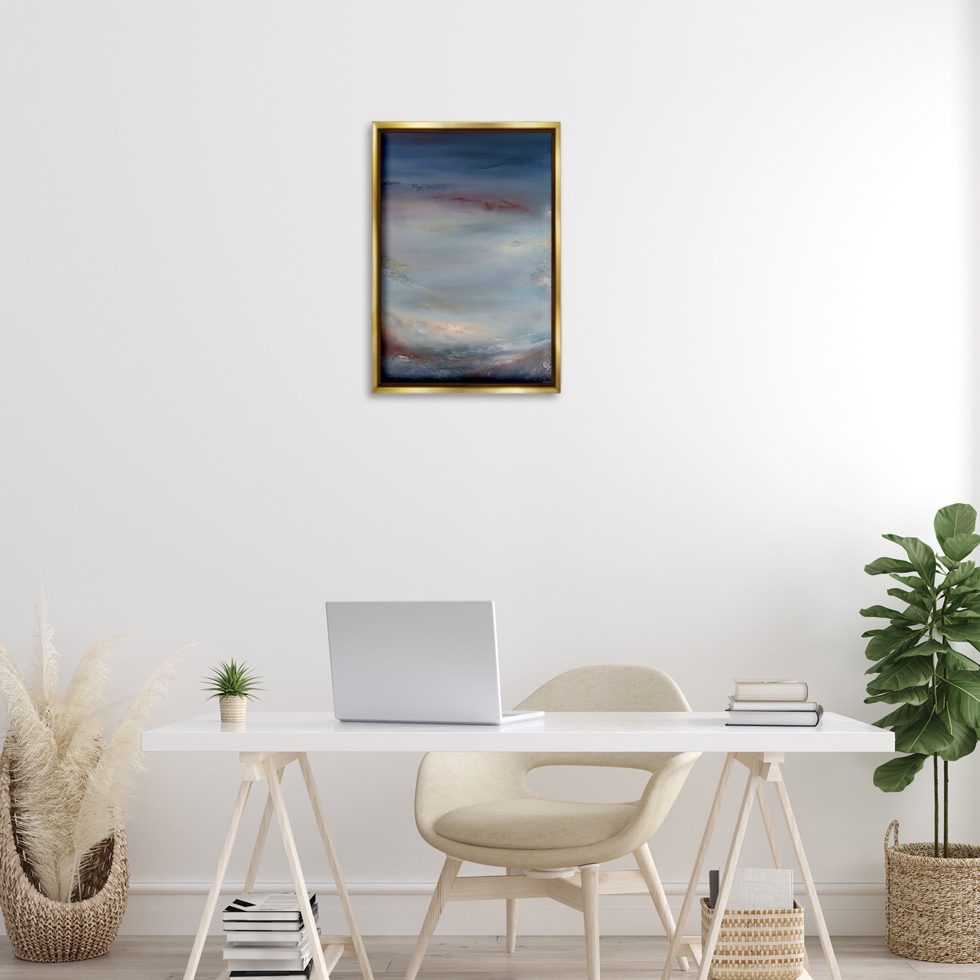 Stupell Industries Coral Underwater Impression Abstract Painting Gold Floater Framed Canvas Art Print Wall Art, 17 x 25