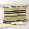 thumbnail image 3 of Yellow Blue Striped Outdoor Waterproof Pillow Covers, Farmhouse Vintage Stripe Decorative Square Throw Pillowcase Sofa Cushion Sham for Patio/Couch/Chair, 20"x20" 2 Pack, 3 of 8