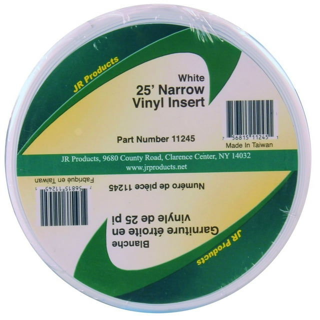 JR Trim Molding Insert 11245 Use To Protect RV Coach From Water Damage; 3/4 Inch Width X 25 Foot Length; Vinyl; White