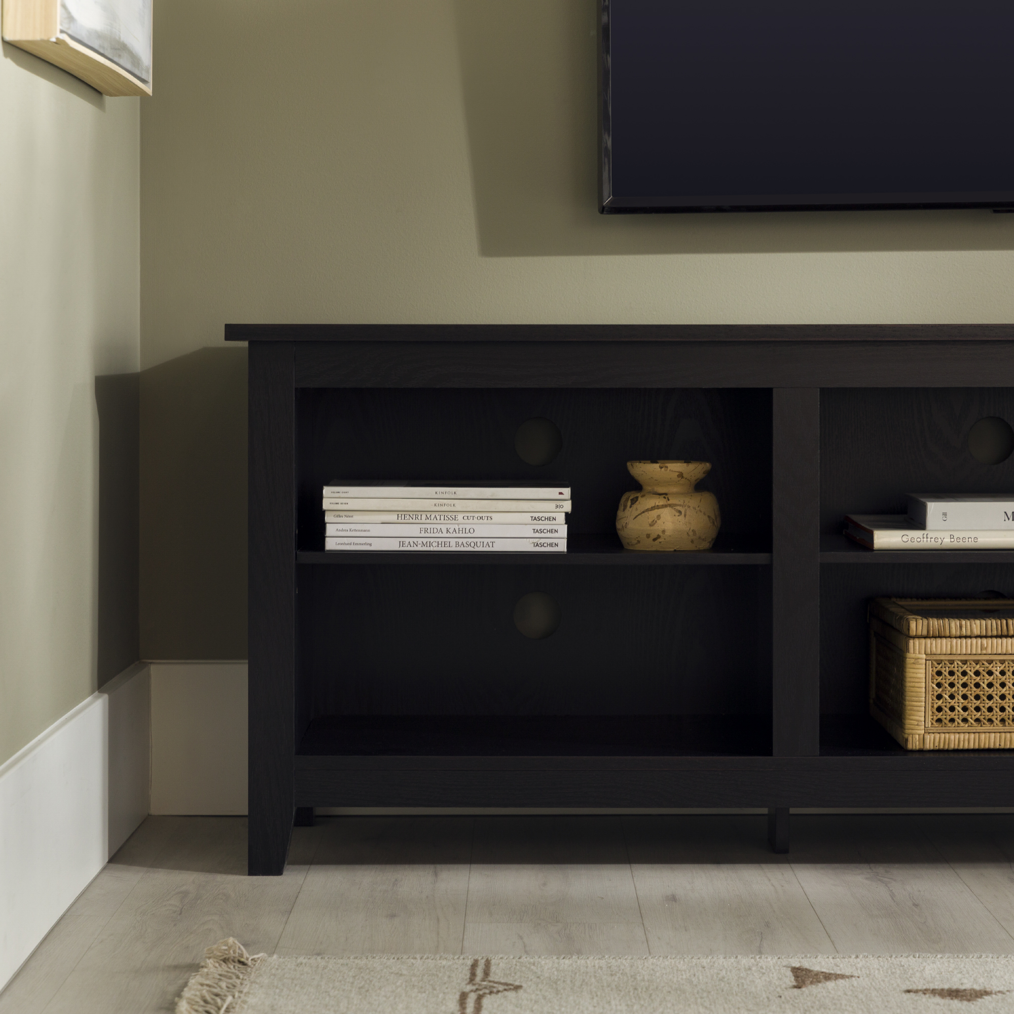 Woven Paths Open Storage TV Stand for TVs up to 80", Black - image 5 of 14