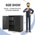 thumbnail image 4 of CJF Metal Storage Cabinet, Steel Locking Storage Cabinet with 2 Shelves for Home, Office, Garage, 36.2" H x 31.5" W x 15.7" D (Black), 4 of 10