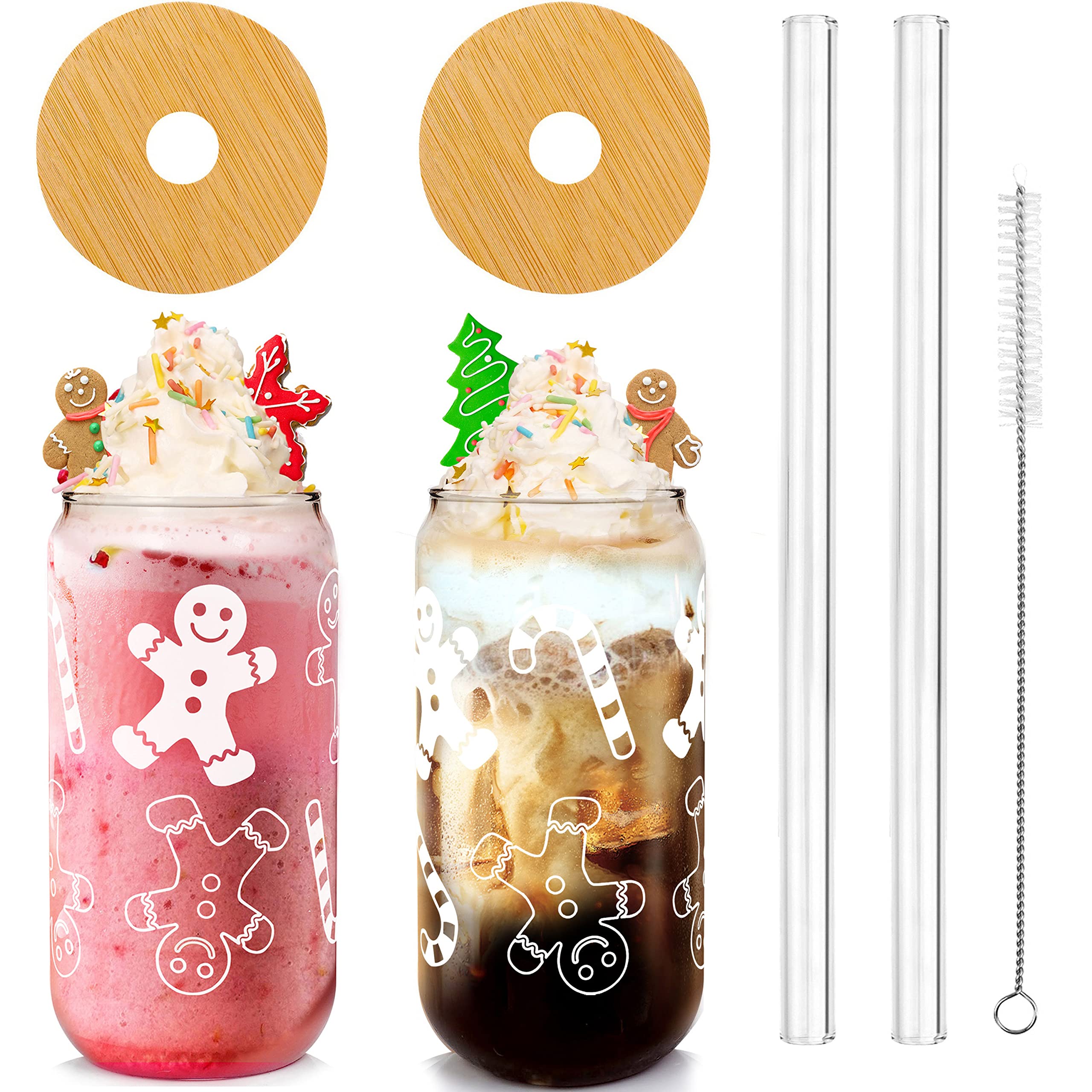 Christmas Cups, 20oz Xmas Beer Can Glass with Lid and Straw Christmas  Coffee Cups Tumbler Mugs Christmas Decorations Cookie Jar Christmas Tree  Decor Christmas Home Decor Gifts for Women Kids Men 