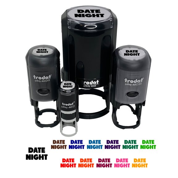 Date Night Bold Text Self-Inking Rubber Stamp Ink Stamper - Black Ink - Mini 1/2 Inch