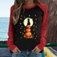 thumbnail image 2 of Moda mujer primavera patchwork impreso manga larga cuello redondo casual tee tops Pompotops FGAJ4798, 2 of 5
