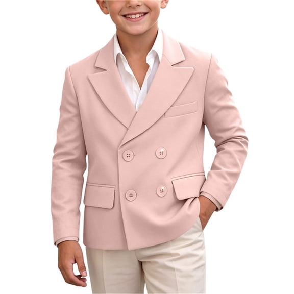 Ceisia Boys Stand Collar Solid Suit Blazer Slim Formal Dress Jacket For 1-14Y Kids Wedding Page Boy Graduation Performance Outerwear Pink 9 Years/10 Years Gift