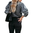 thumbnail image 3 of Women'S Denim Shirt Jean Jacket Fall Fashion Button Down Shirts Long Sleeve Tops Black & Grey XL, 3 of 9