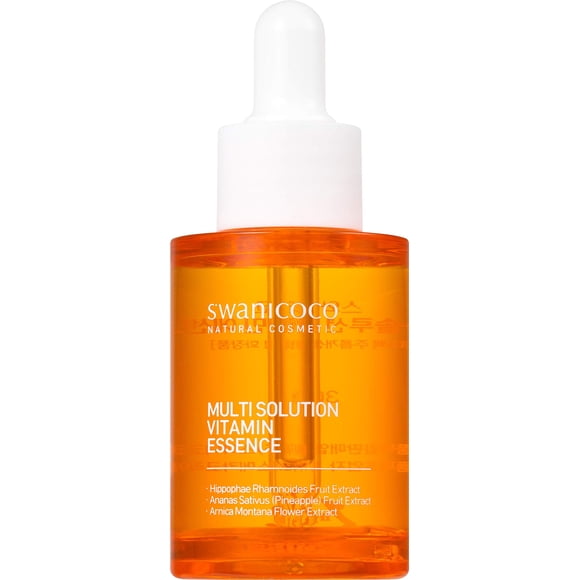Esencia de vitamina Swanicoco Multi Solution - 2.4 fl oz (2.3 fl.oz) hidratante iluminador contiene complejo acuoso y complejo limpiador de poros 82% extracto de fruta Hippophae Rhamnoides suero vitam