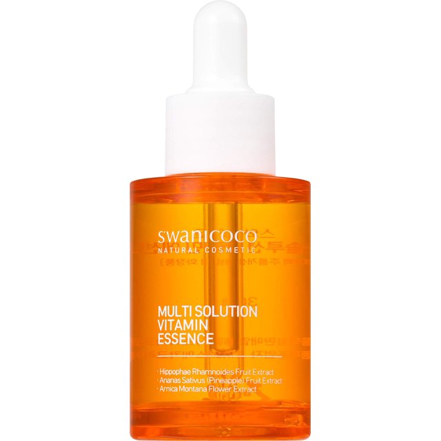 Esencia de vitamina Swanicoco Multi Solution - 2.4 fl oz (2.3 fl.oz) hidratante iluminador contiene complejo acuoso y complejo limpiador de poros 82% extracto de fruta Hippophae Rhamnoides suero vitam