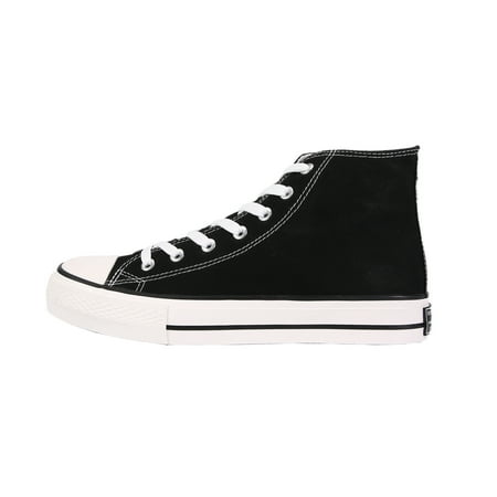 

Women s High Top Flat Canvas Shoes White Black Lace Up Sneakers Women s Casual Footwear