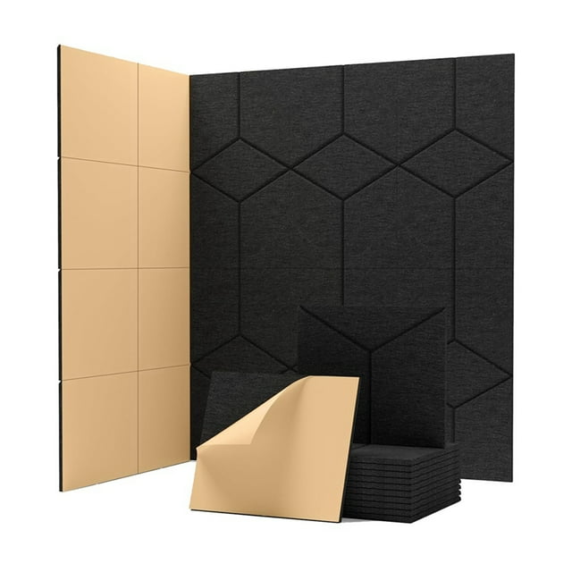 Paquete de 12 Paneles de Pared Insonorizados Autoadhesivos, Paneles de Insonorización de Alta Densidad para Estudio en Casa, Sala de Estar