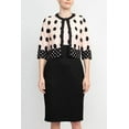 thumbnail image 4 of Danny & Nicole Boat Neck Sleeveless Zipper Back Polka Dot Print PK Jacket Dress-BLUSH BLACK / 16, 4 of 9