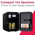 thumbnail image 4 of Frigidaire Retro 10L Mini Personal Refrigerator, 15-Can Capacity Mini Fridge for Beverages and Skincare, Black Stainless Steel, 4 of 13