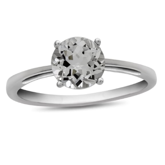 Mooneye 925 Sterling Silver 1 Ctw White Topaz Gemstone Valentines Day Gifts Stackable Ring