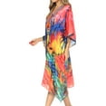 thumbnail image 3 of Sakkas Kristy Long Tall Lightweight Caftan Dress / Cover Up With V-Neck Jewels - Pink / Blue - One Size, 3 of 5
