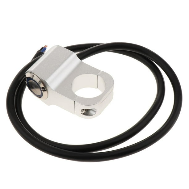 12V Motocicleta ATV 7/8 Pulgadas Manillar De Niebla Punto de lámpara Encendido Apagado Interruptor Impermeable 22 Acero Inoxidable Cromado Azul