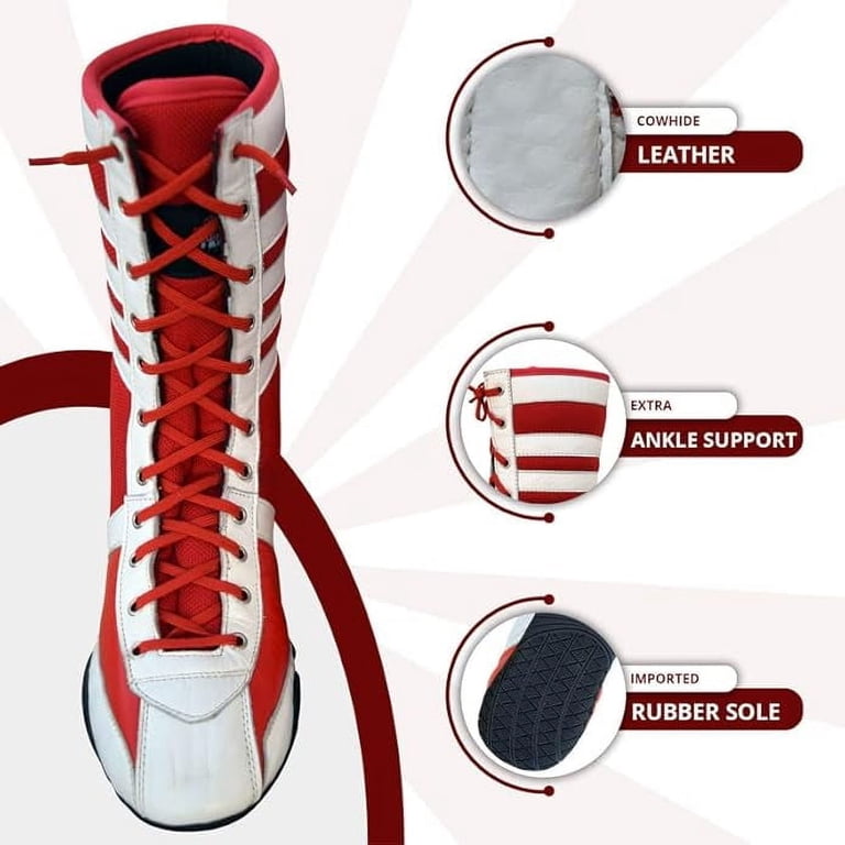 Pro Boxing Red White High Top Boxing Shoes Men’s Size 13 Professional Boxing Shoes Breathable Wrestling Shoes  main image 4