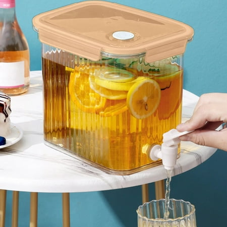 

Shishian Drink Dispenser For Fridge 3.5L Beverage Dispenser With Lid And Plastic Clear Lemonade Juice Container With Faucet For Home Picnic Camping Party Orange Plastic （Clearance）