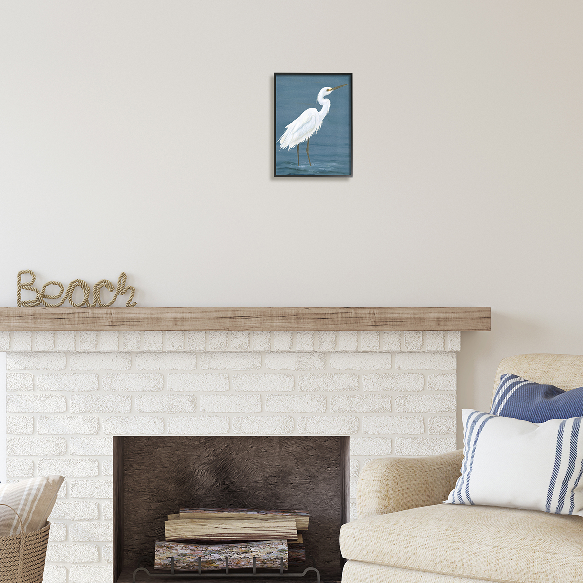 Stupell Industries Egret in Shallow Water Animals & Insects Painting Black Framed Art Print Wall Art, 11 x 14