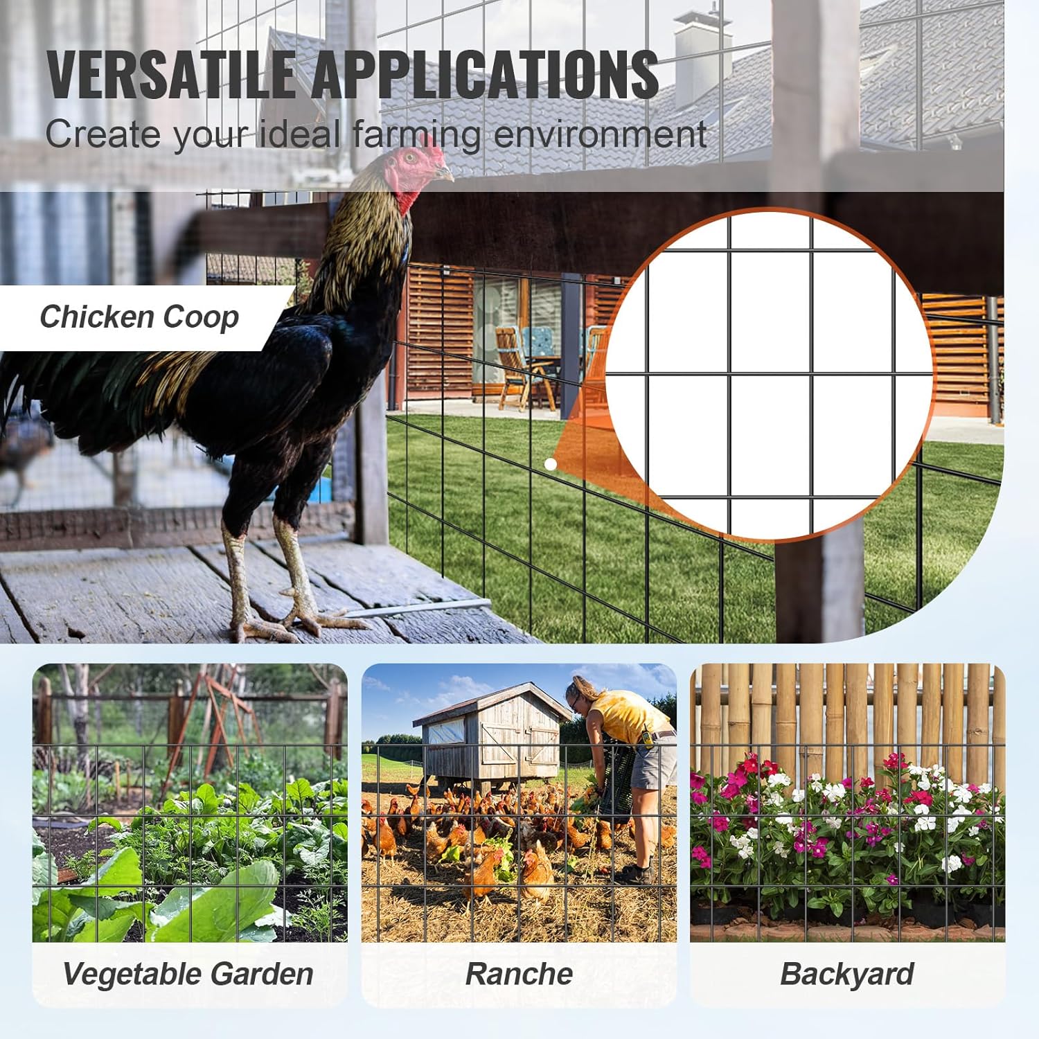 60 inch x 50 FT Black Vinyl Coated Hardware Cloth, 16Ga 2"x4" Mesh Welded Wire Fence Roll for Chicken Coop, Garden, and Home Improvement