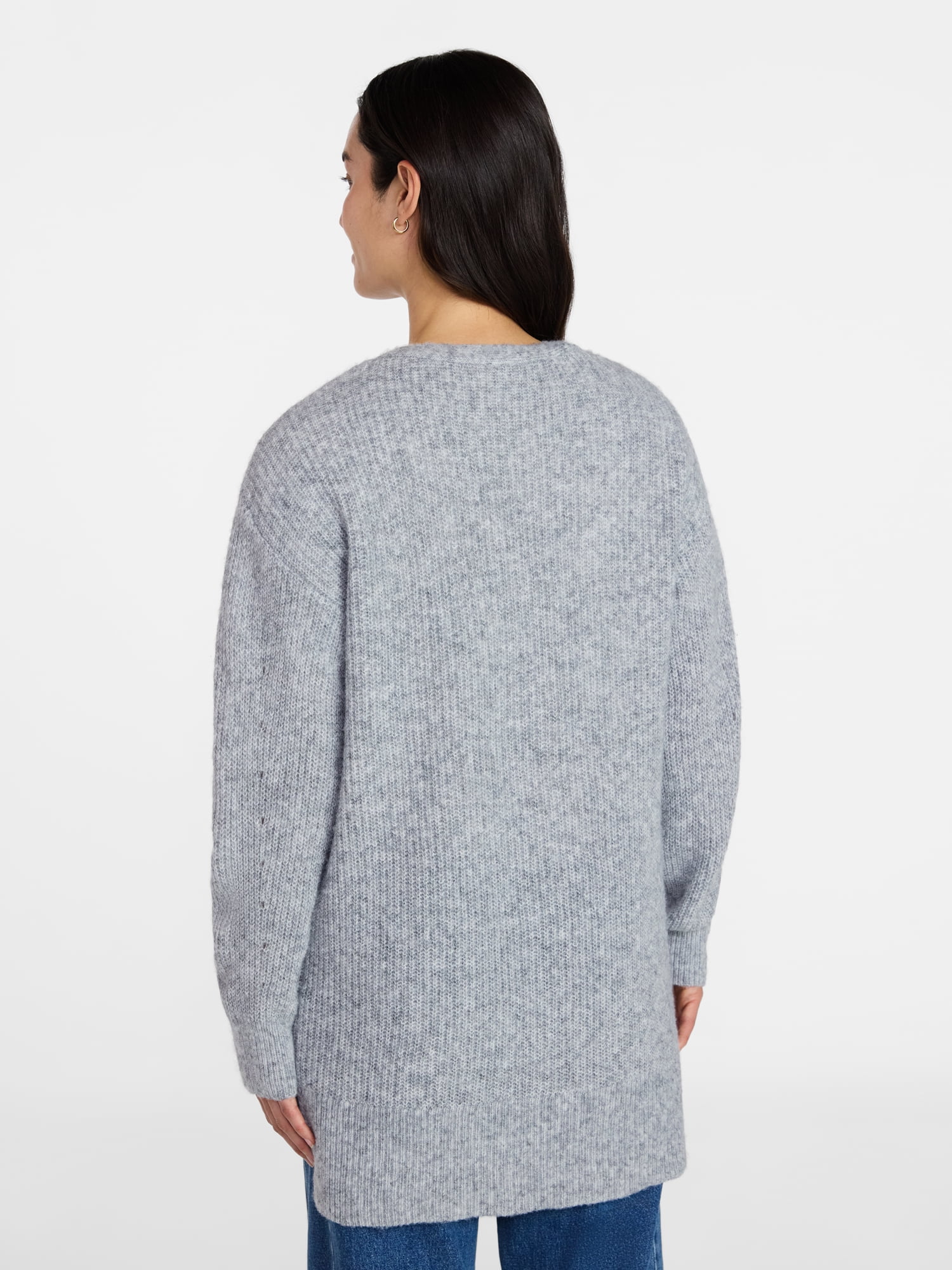 Time and Tru Women's Open Front Cardigan Sweater with Long Sleeves, Sizes XS-XXXL