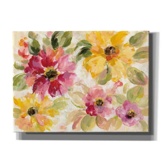 Epic Graffiti 'Floral Radiance' by Silvia Vassileva, Canvas Wall Art, 54"x40"