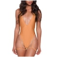 thumbnail image 2 of Babysbule Women's One Piece Swimsuit Summer Temperament Solid Color V-neck Leg Suit Swimsuit With Suspender, 2 of 7